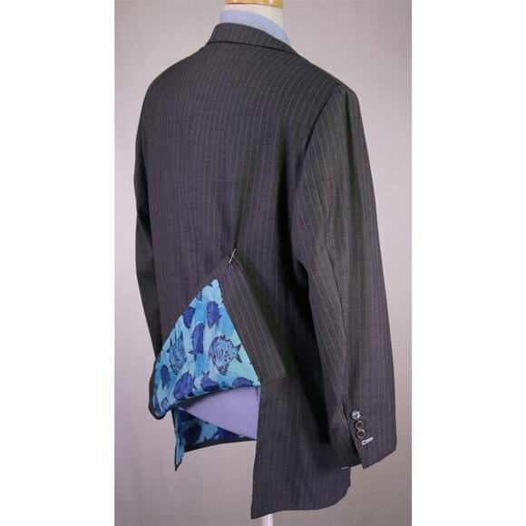 Sebastien Grey Clothiers Bespoke Gray Pinstripe 2-Btn Wool Blazer Jacket 46R - Picture 8 of 10